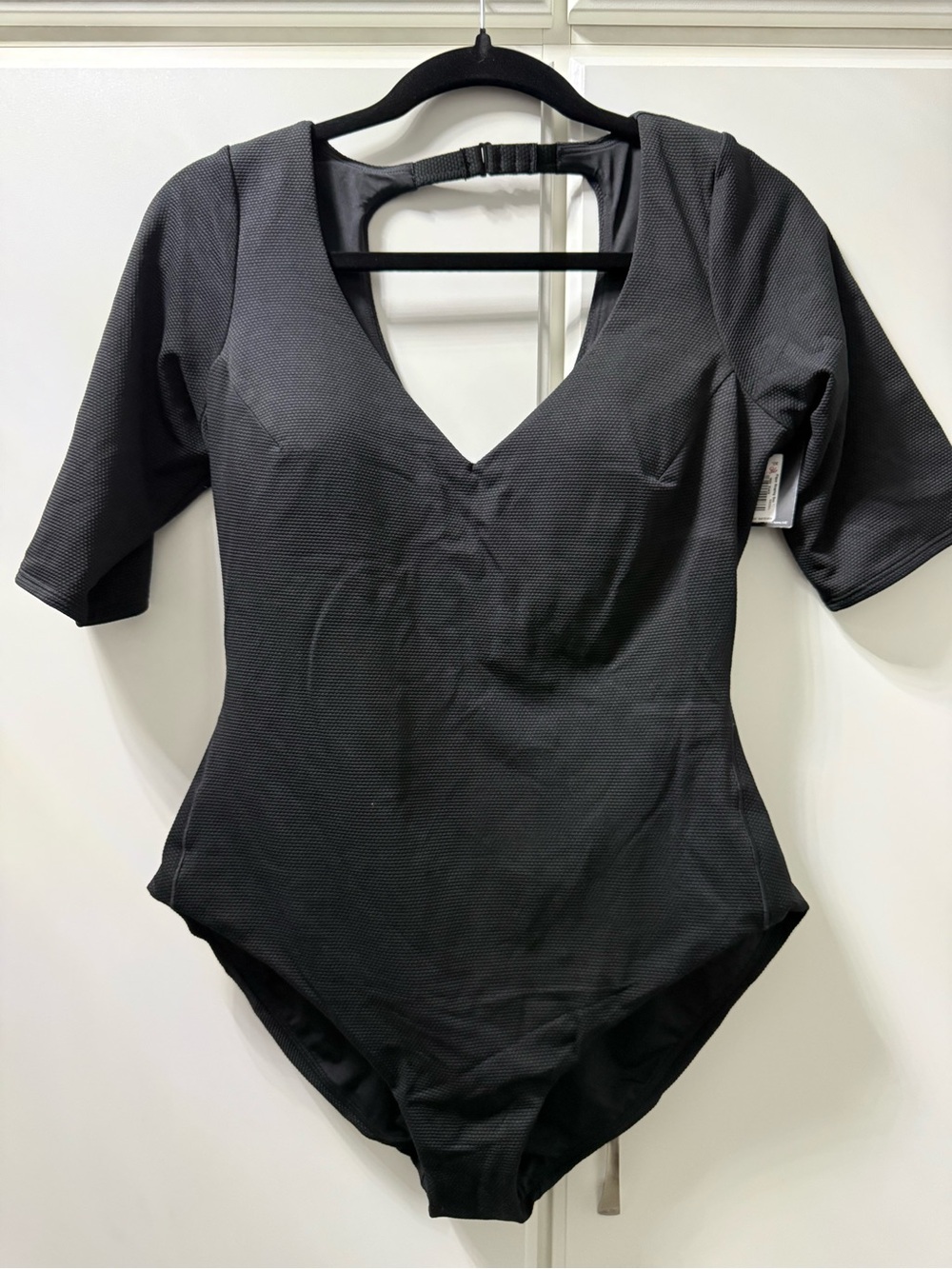 SPANX Black V-Neck Textured swimsuit